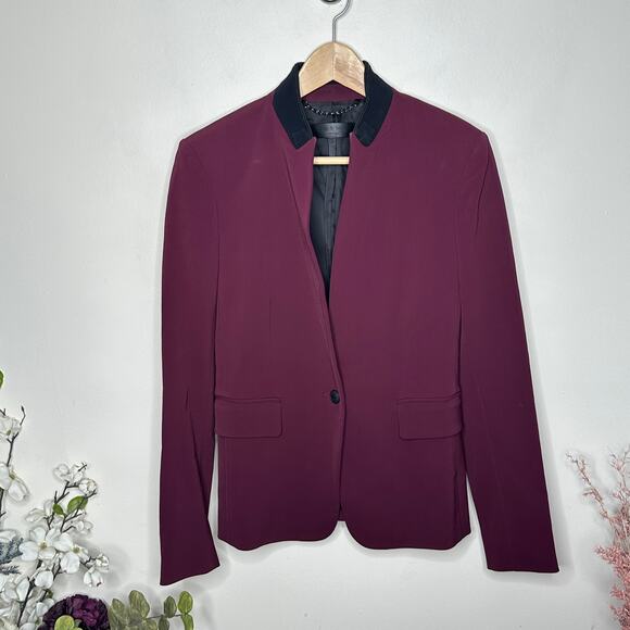 RAG & BONE Archer Two Tone Slim Tailored Blazer Port Wine Maroon Sz 4 {V33} - Picture 4 of 7